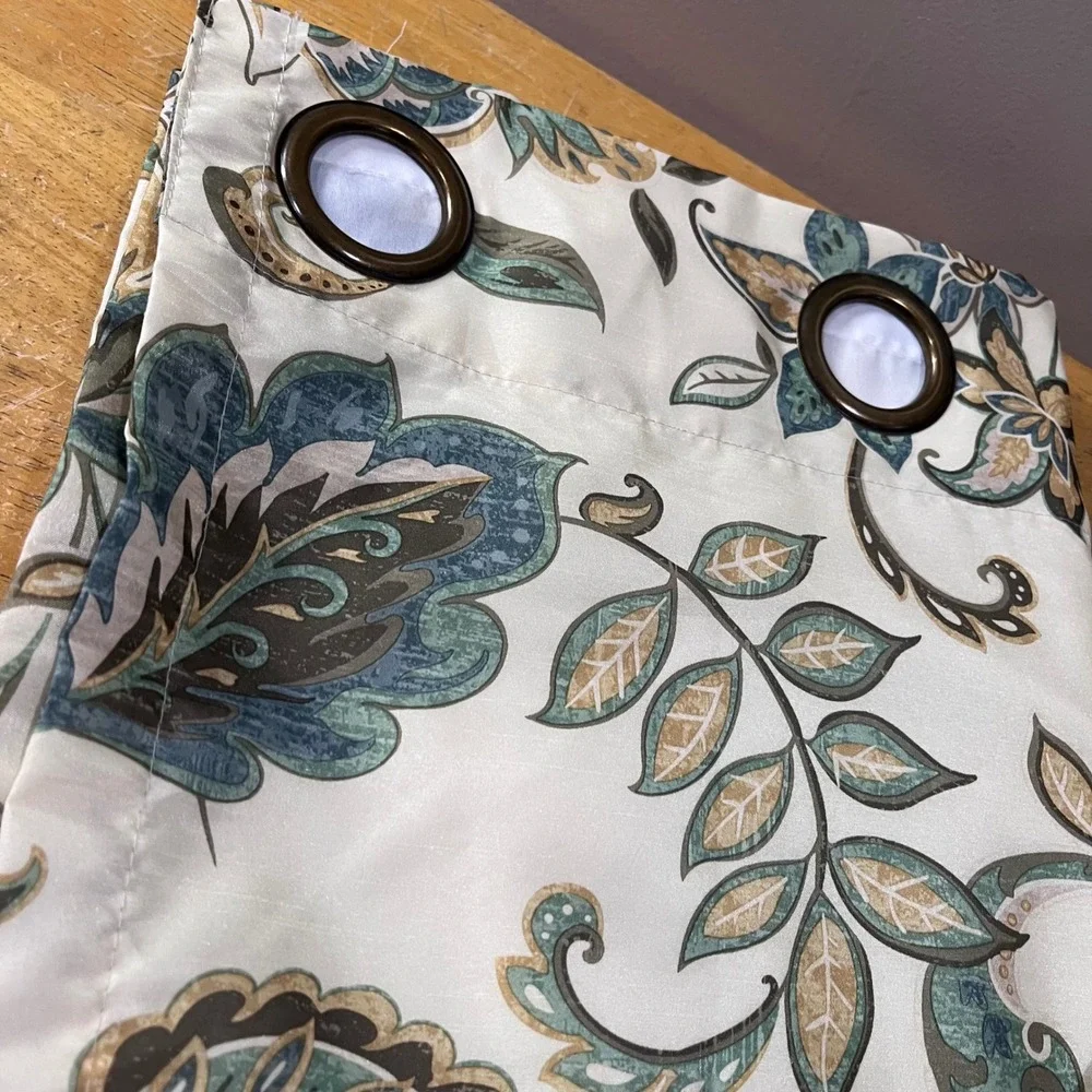 Pier 1 Imports Floral Paisley Grommet Curtain Panels Set 2 Soft Yellow 50x84